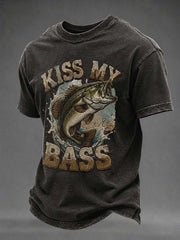 Men's Kiss My Bass Print Casual T-Shirt