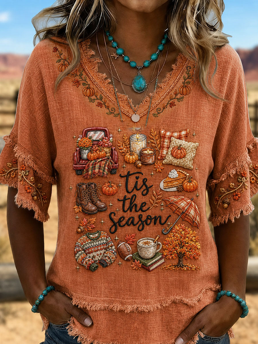 Women's Tis the season Cotton-Linen Shirt