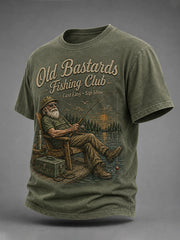Men's Funny Old Bastards Fishing Club Lifetime Member Print Casual Tee