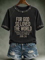Women's Christian John 3:16 For God So Loved The World Cross Short Sleeve T-shirt