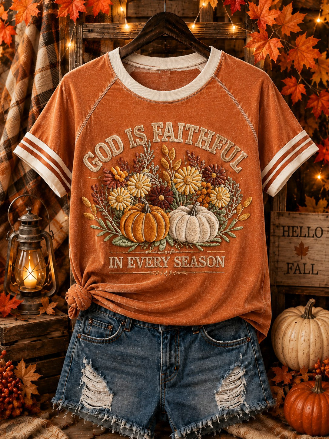 Women's God Is Faithful In Every Season Printed Off-shoulder T-shirt