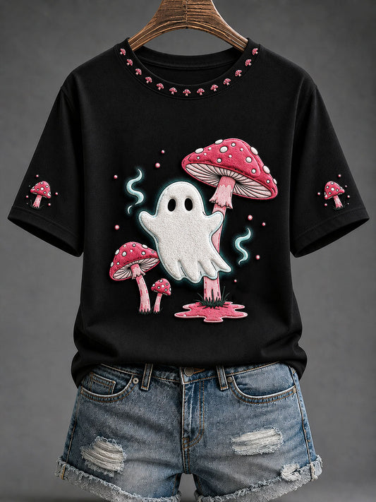 Women's Halloween Ghost Print Casual T-shirt