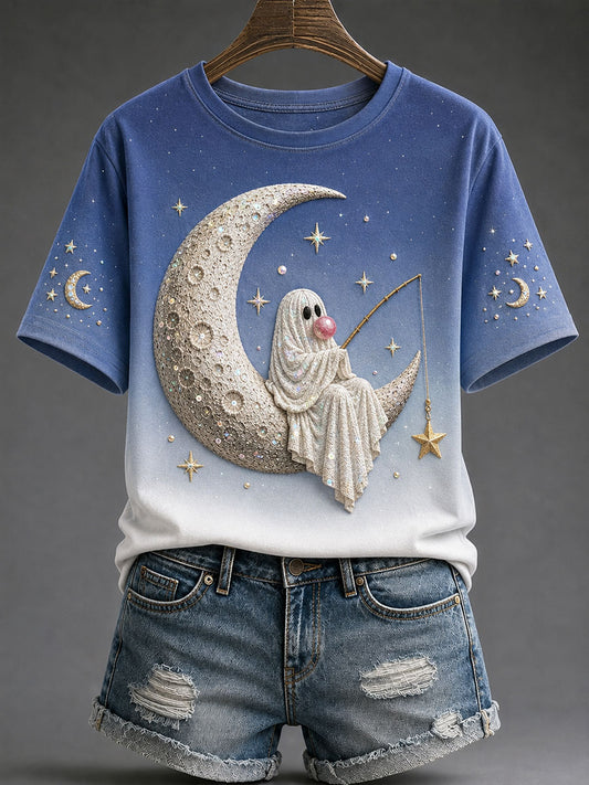Women's Halloween Ghost Print Casual T-shirt