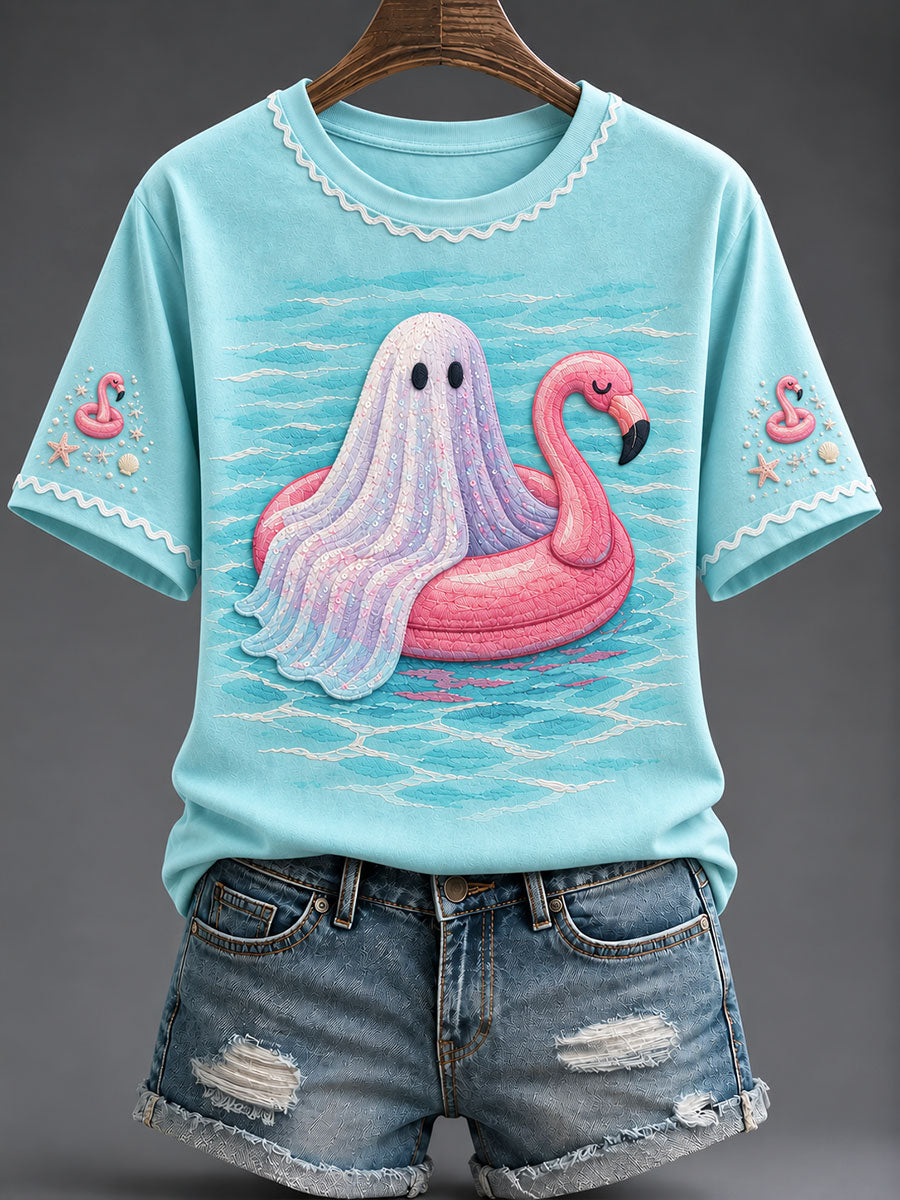 Women's Halloween Ghost Print Casual T-shirt