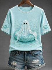 Women's Halloween Ghost Print Casual T-shirt