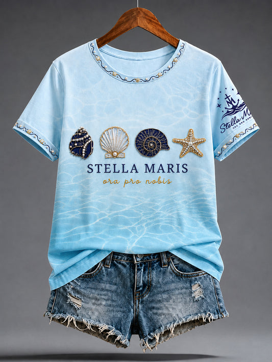 Women's Faith Lover Stella Maris Virgin Mary Printed T-shirt