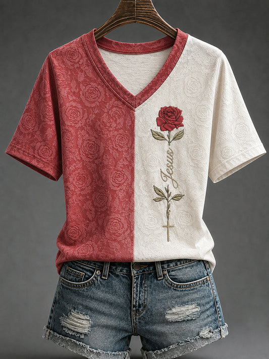 Women's Jesus print casual T-shirt