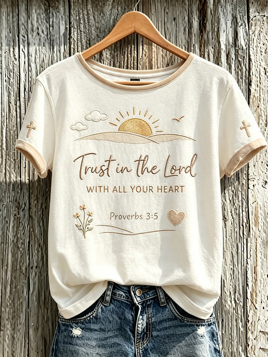 Women's Faith Theme Print Pattern Printed Leisure Round Neck T-shirt
