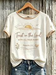 Women's Faith Theme Print Pattern Printed Leisure Round Neck T-shirt