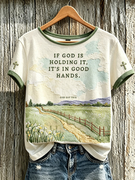Women's Faith Theme Print Pattern Printed Leisure Round Neck T-shirt