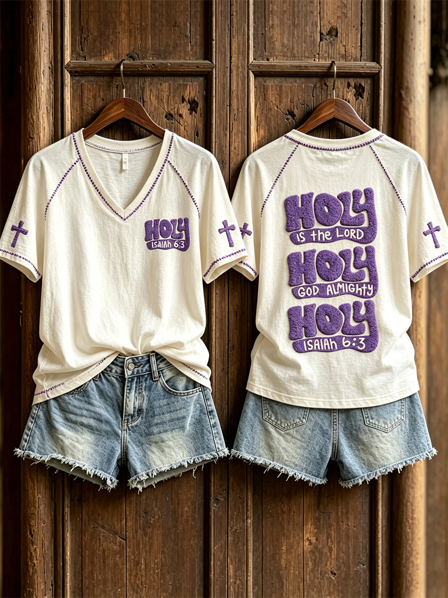 Women's Holy is the Lord God Almighty Vintage Print short-sleeved T-shirt
