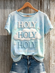 Women's Holy is the Lord God Almighty Clouds Gradient Print short-sleeved T-shirt