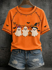Women's Ghost Print Casual T-Shirt