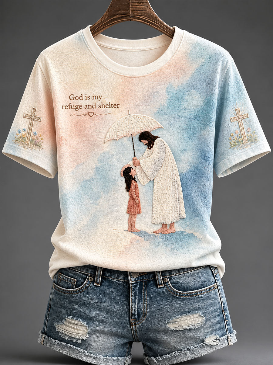 Women's "God Is My Refuge And Shelter" Christian Casual T-shirt