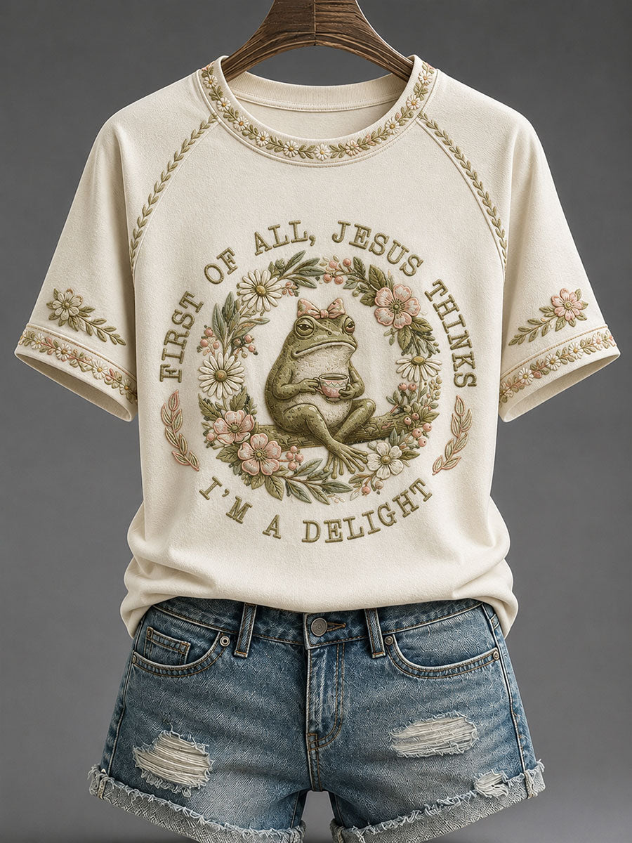 Women's 'Jesus Thinks I'm A Delight' Printed Casual T-Shirt