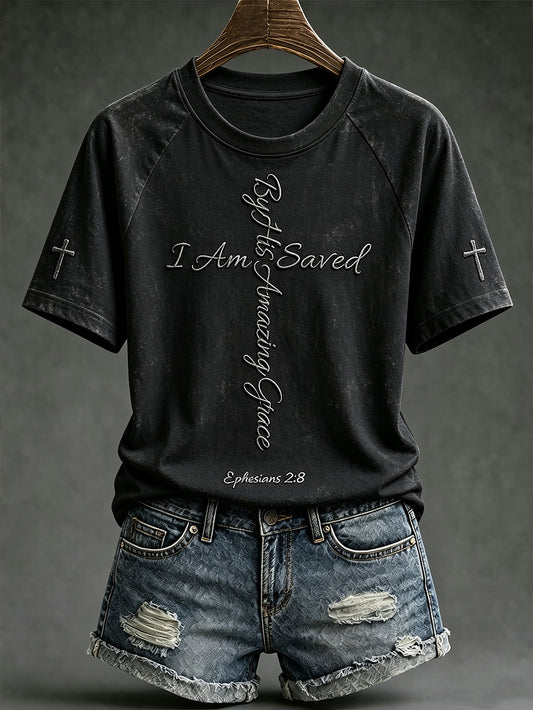 Women's Faith Theme Print Pattern Printed Leisure Round Neck T-shirt