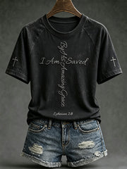 Women's Faith Theme Print Pattern Printed Leisure Round Neck T-shirt