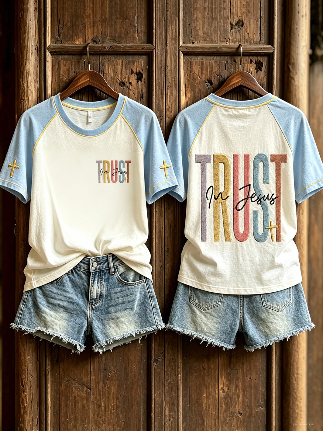 Women's Faith Theme Print Pattern Printed Leisure Round Neck T-shirt