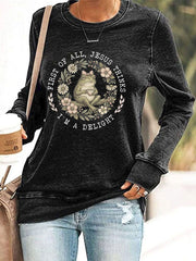 Women's 'Jesus Thinks I'm A Delight' Printed Casual Sweatshirt