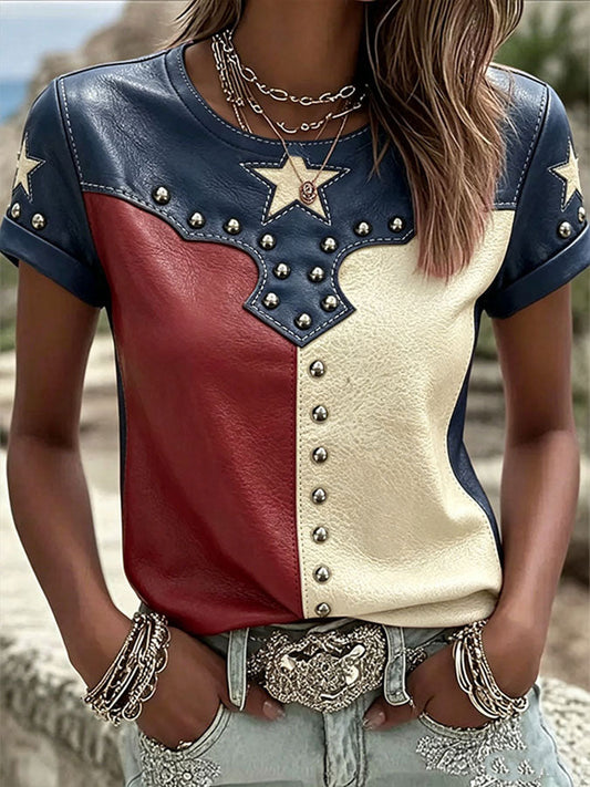 Women's Western Pattern Short-sleeved T-shirt