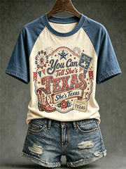 Women's retro western style pattern printed casual short-sleeve T-shirt