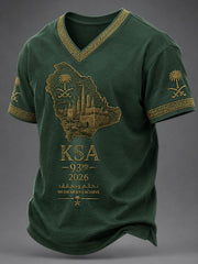 Men's Saudi National Day V-neck T-shirt