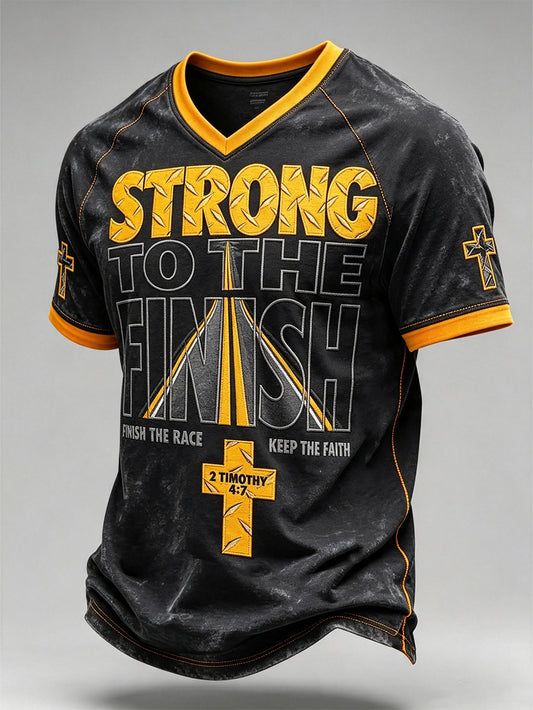 Men's faith-themed pattern printed casual short-sleeve T-shirt