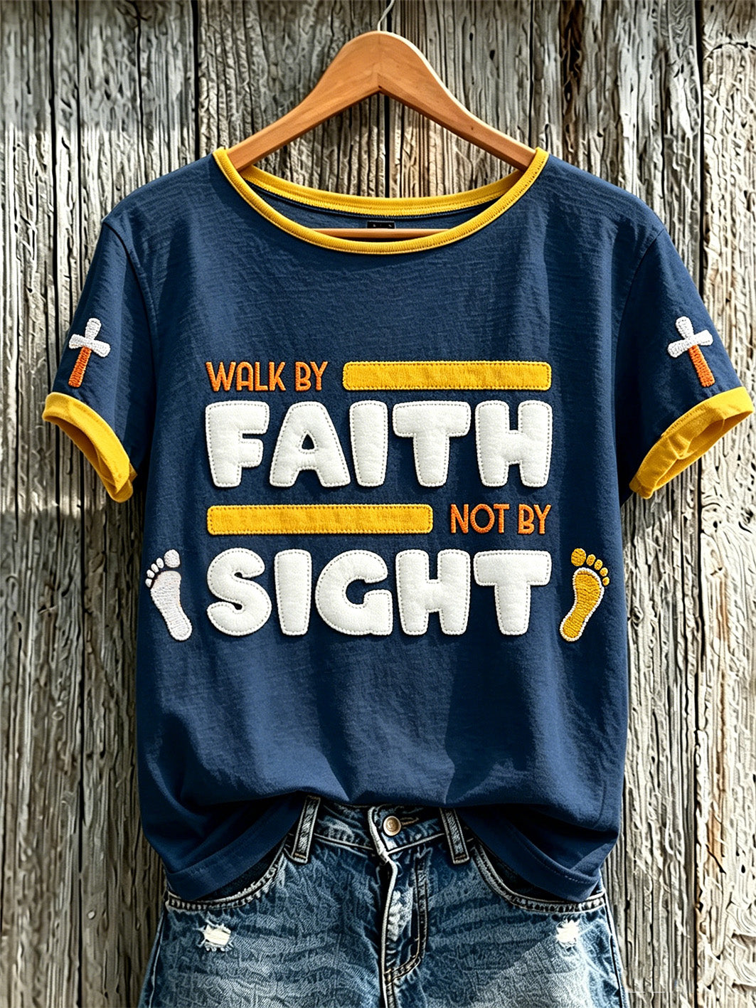 Women's faith-themed fun pattern printed casual short-sleeve T-shirt