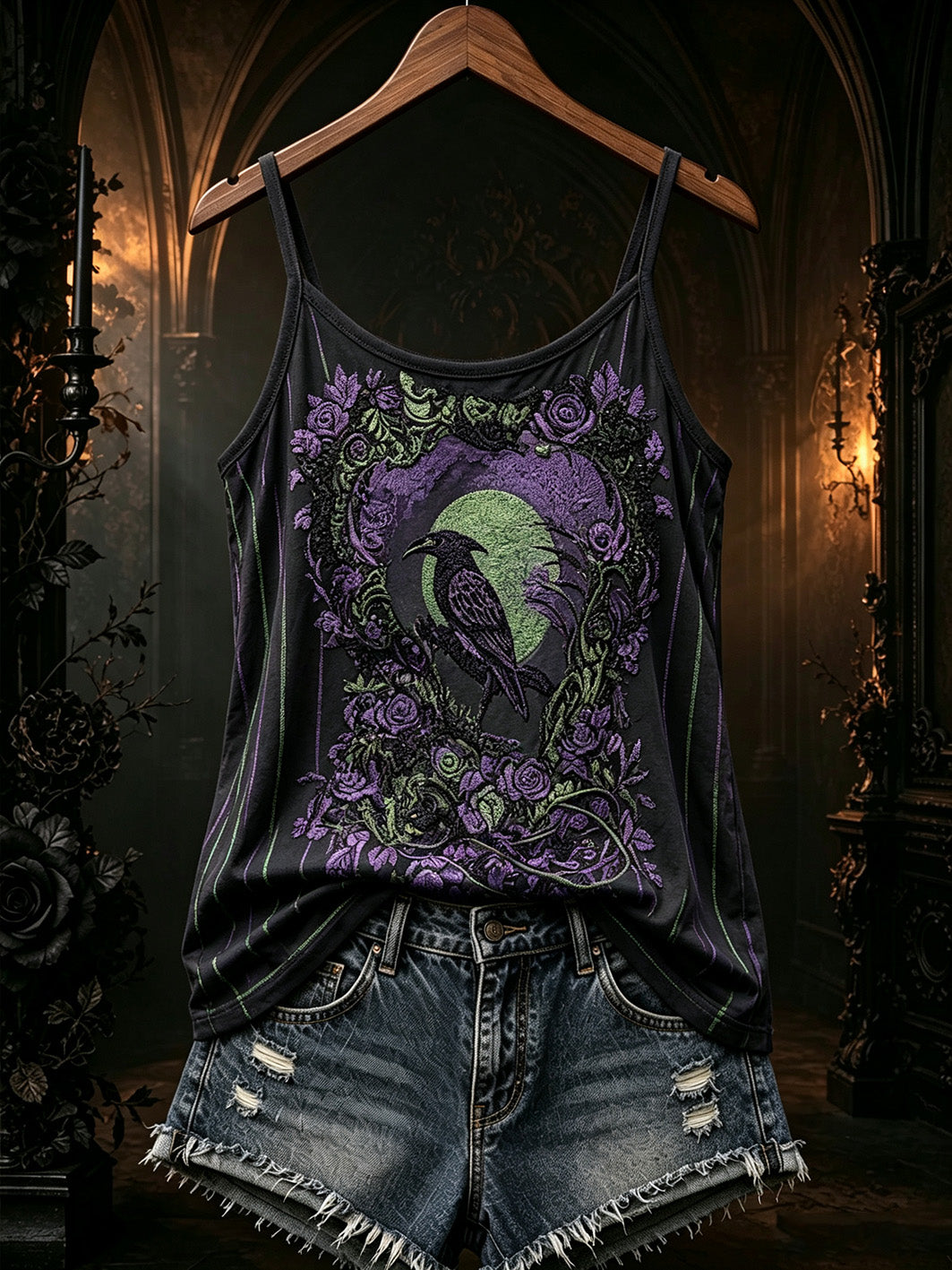Women's Gothic pattern printed casual vest