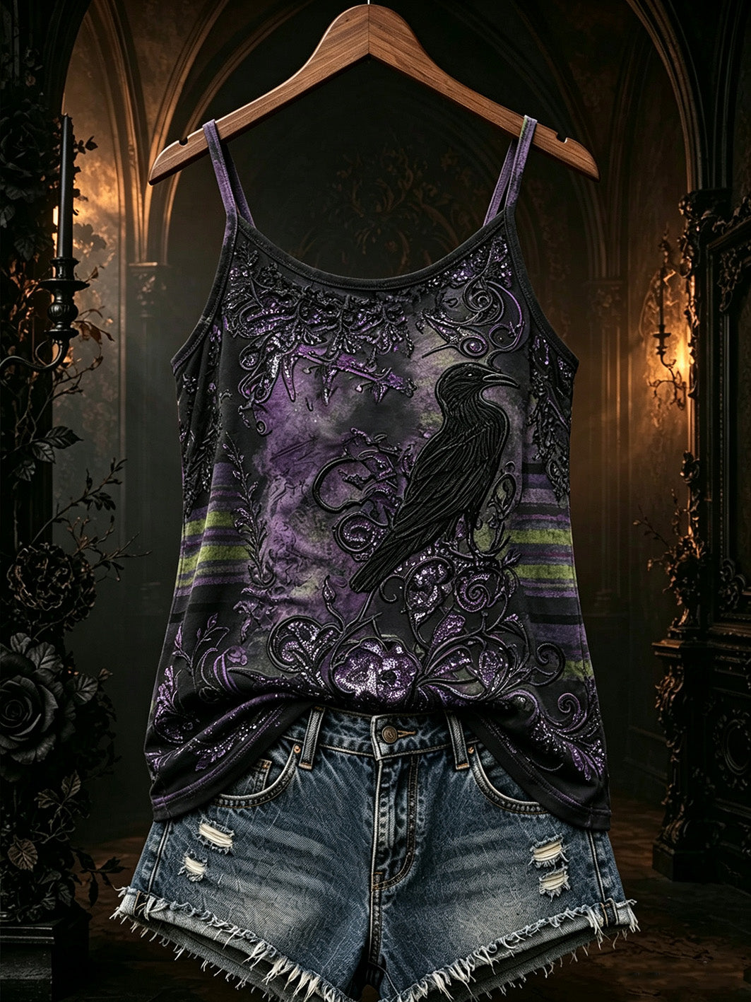 Women's Gothic pattern printed casual vest