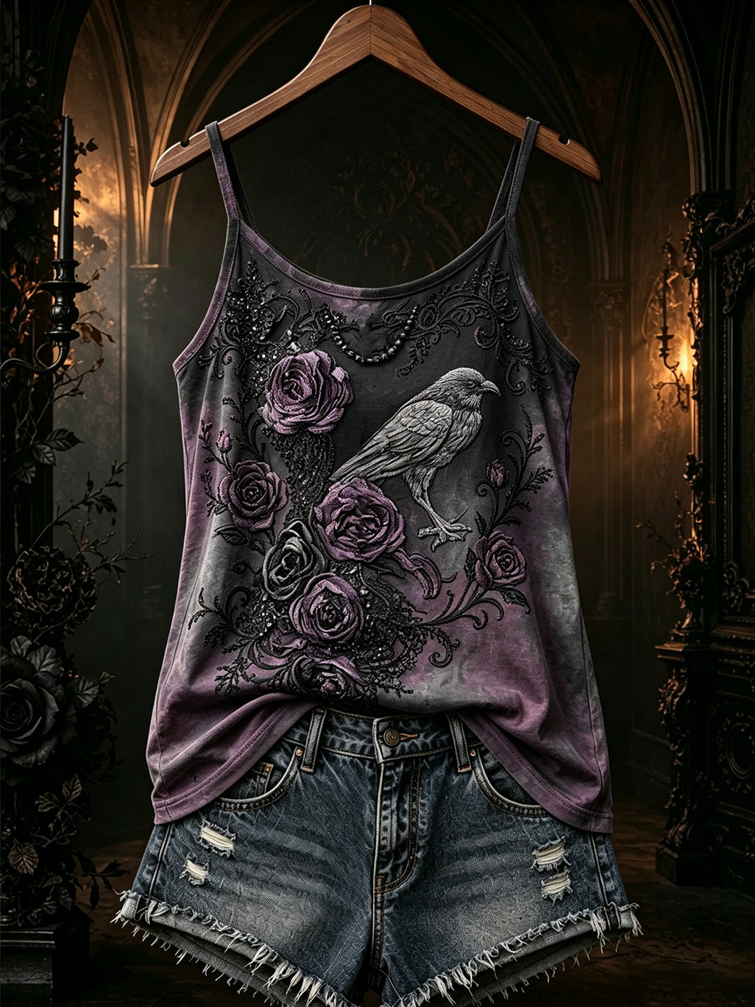 Women's Gothic pattern printed casual vest