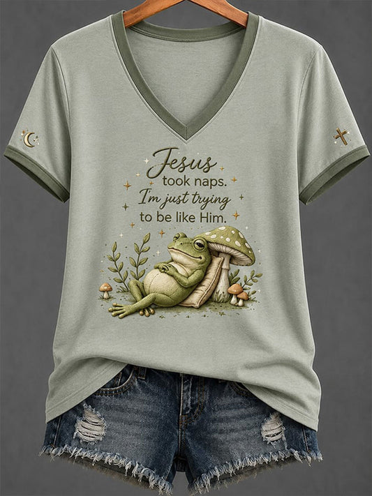 Women's Funny Christ Print Casual T-shirt
