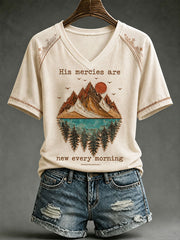 Women's History Mercies Are New Every Morning V-neck T-shirt