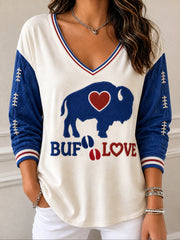 Women's Football Lover Bulls BUF Art Printed T-Shirt
