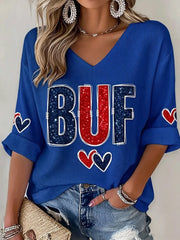 Women's Football Lover Buffalo Print Top