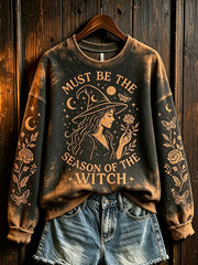 Women's Halloween Witch Pattern Printed Casual Sweatshirt