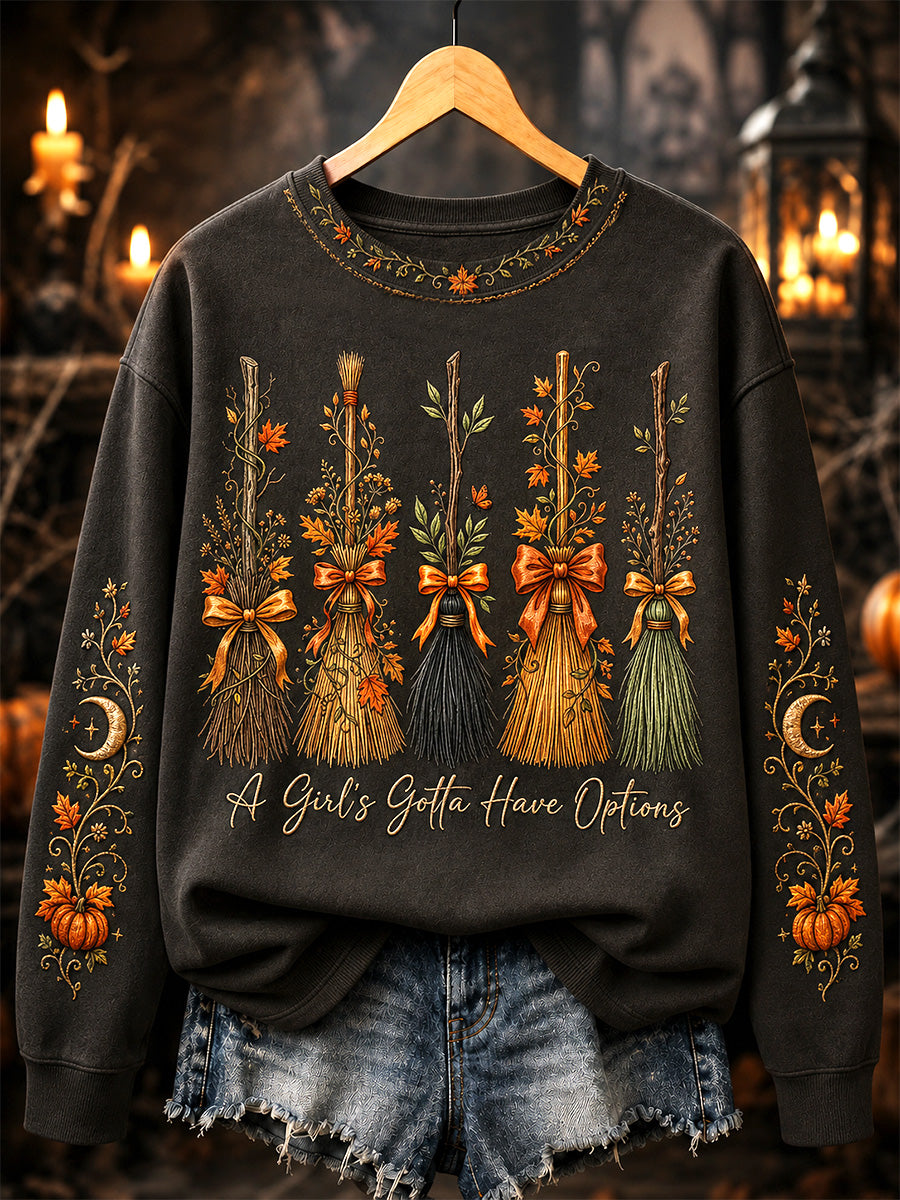 Women's A Girl's Gotta Have Options Print Casual Sweatshirt