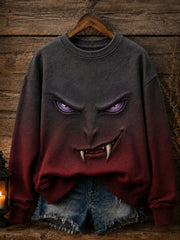 Women's Halloween Funny Face Print Sweatshirt