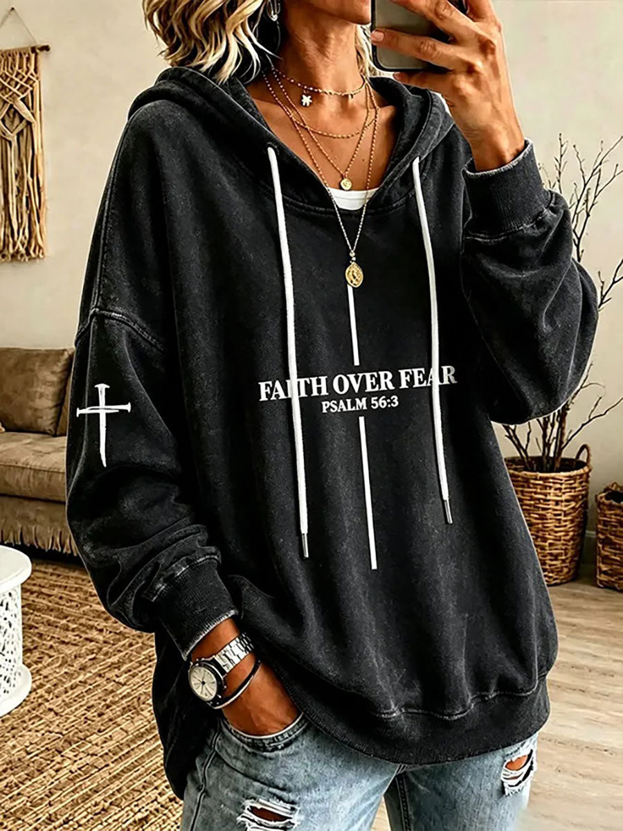 Women’s 'Faith Over Fear' Printed Casual Hoodie