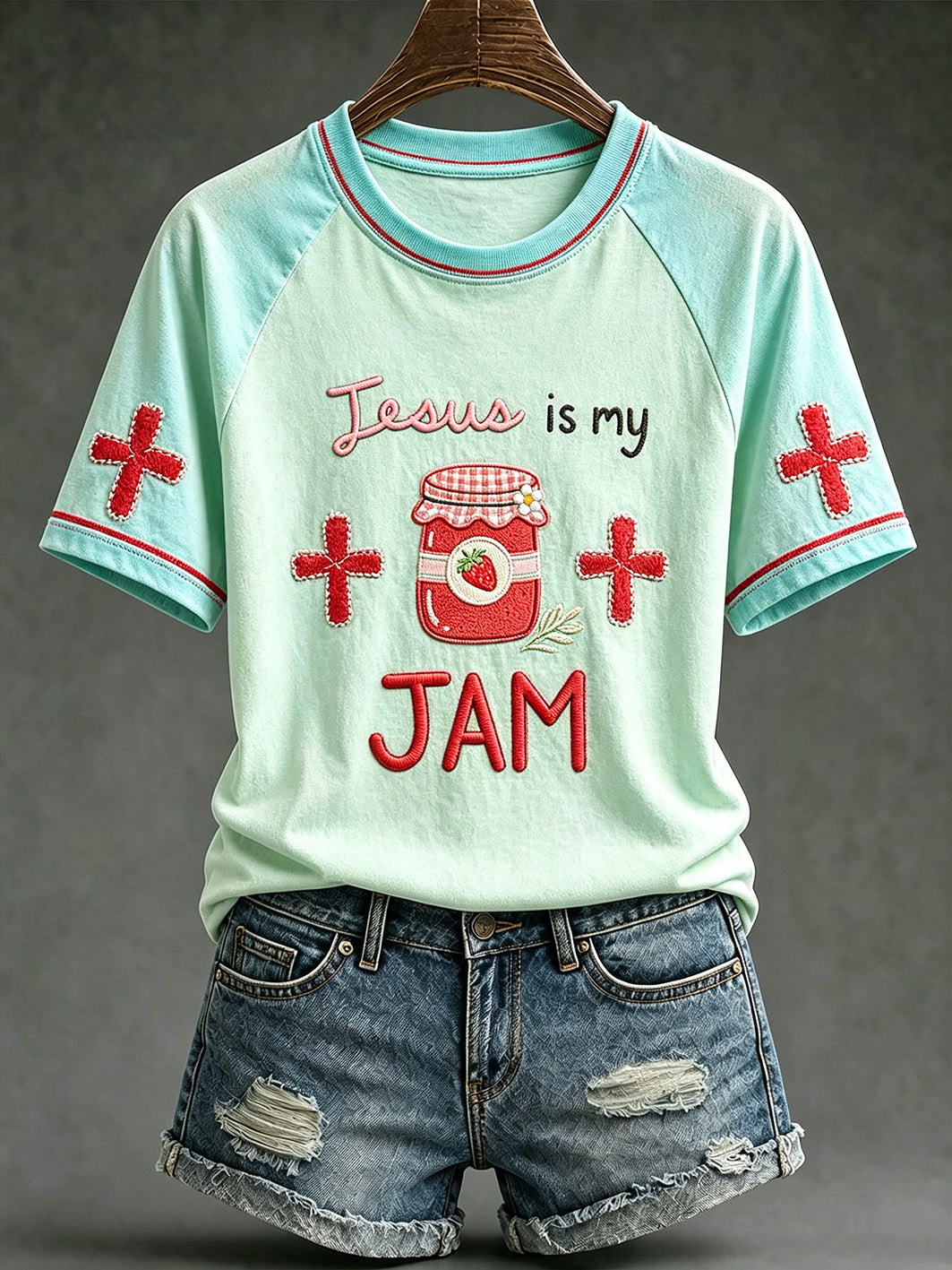 Women's faith theme fun slogan pattern printed casual short-sleeved T-shirt