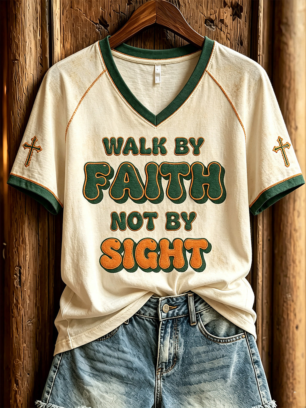 Women's faith theme slogan casual  short-sleeved T-shirt