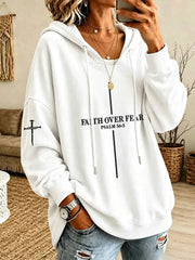 Women’s 'Faith Over Fear' Printed Casual Hoodie