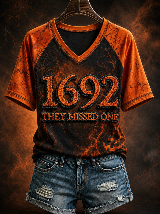 Women's 1692 They Missed One Printed V-neck T-shirt