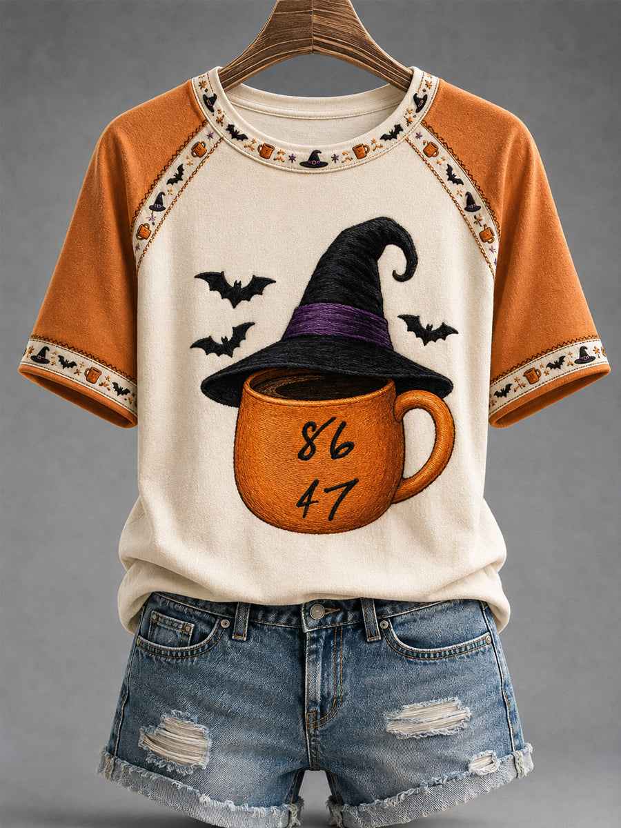 Women's Is He Dead Yet? 8647 Halloween Witch Hat Print Tee