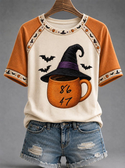 Women's Is He Dead Yet? 8647 Halloween Witch Hat Print Tee