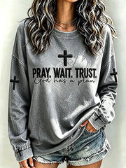 Women's Faith Print Casual Sweatshirt