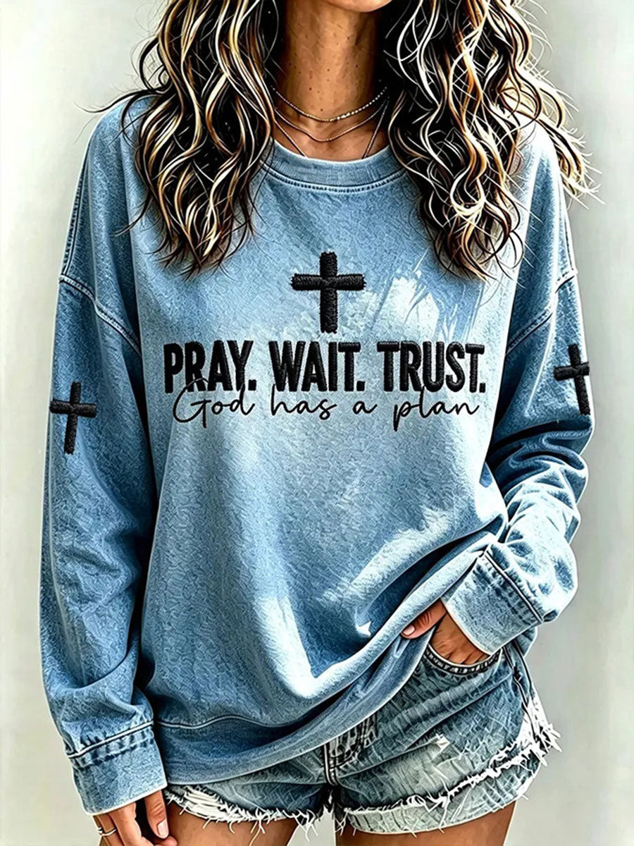 Women's Faith Print Casual Sweatshirt