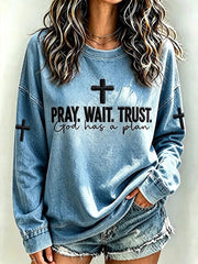 Women's Faith Print Casual Sweatshirt