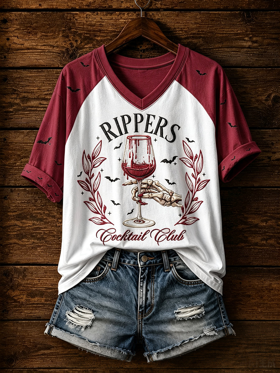 Women's Funny Halloween Vampire Art Printed T-shirt