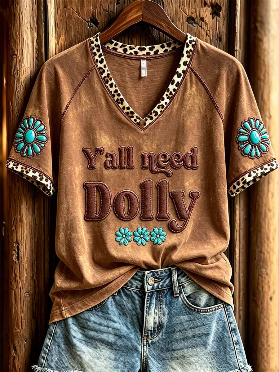 Women's Vintage Classic Country Music Inspired Western Print Memorial short-sleeved T-shirt